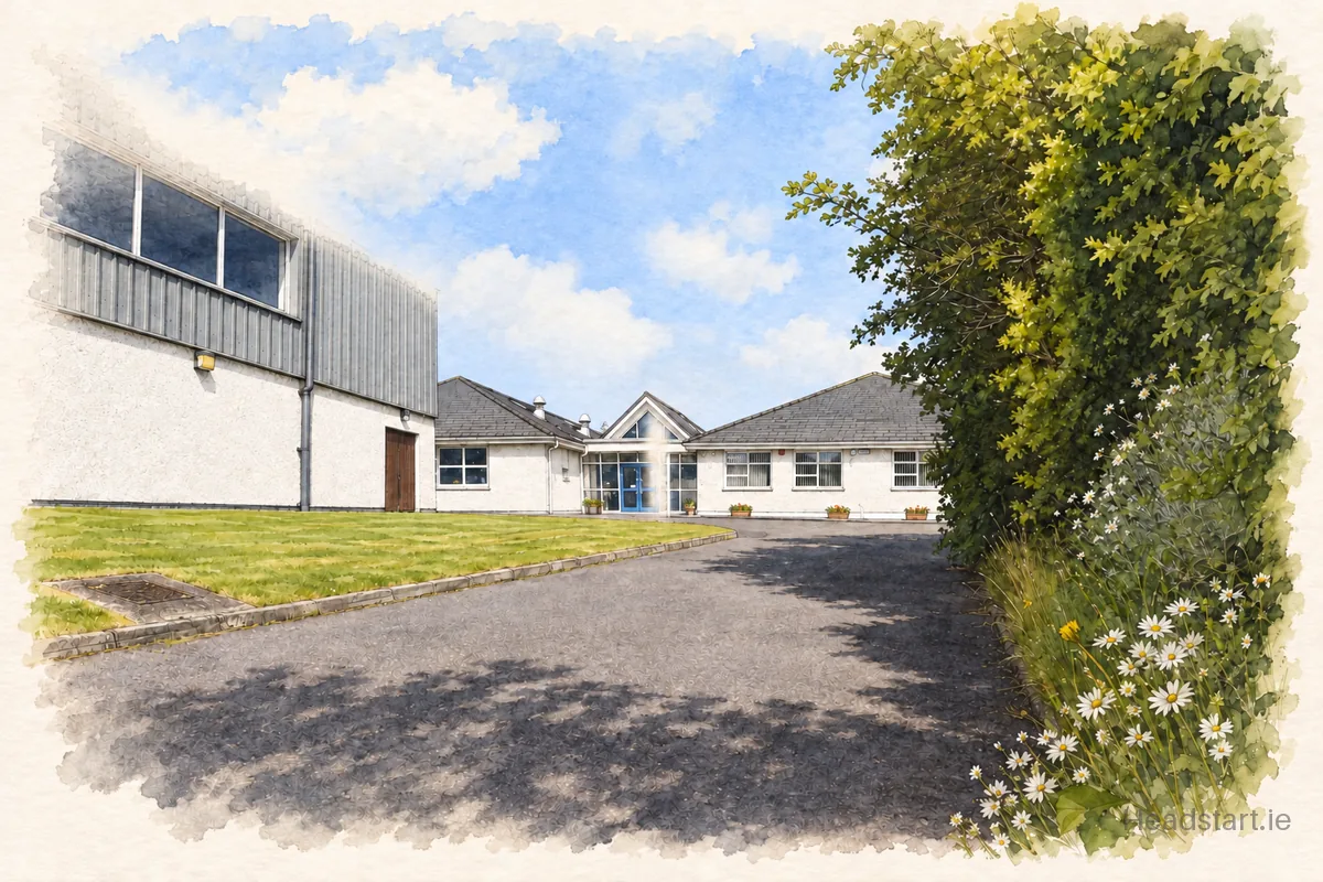 Watercolour illustration of the St. Mary's Secondary School building, Charleville
