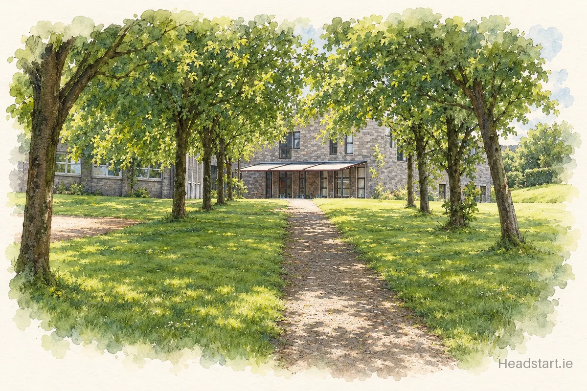 Watercolour illustration of the Nano Nagle College building, Farranree