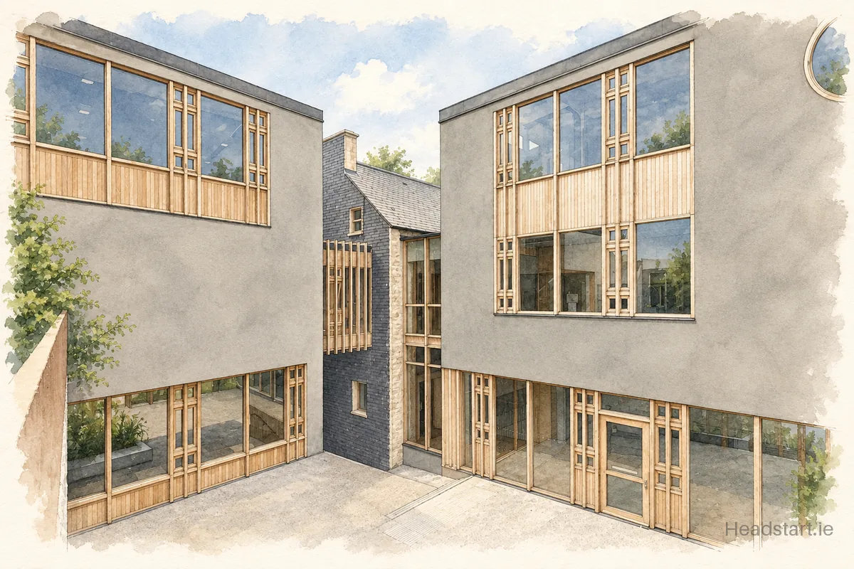 Watercolour illustration of the St. Angela's College building, Cork (northside)