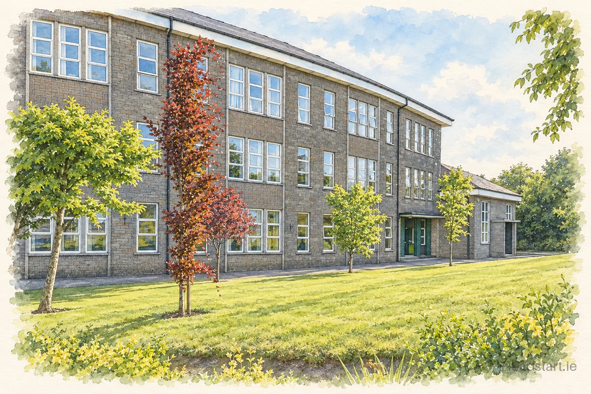 Watercolour illustration of the Mount Mercy College building, Cork (centre and southside)