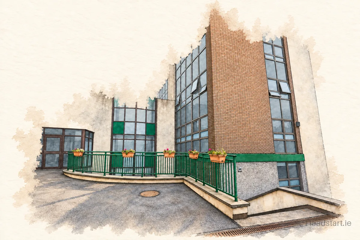 Watercolour illustration of the Presentation Secondary School building, Ballyphehane