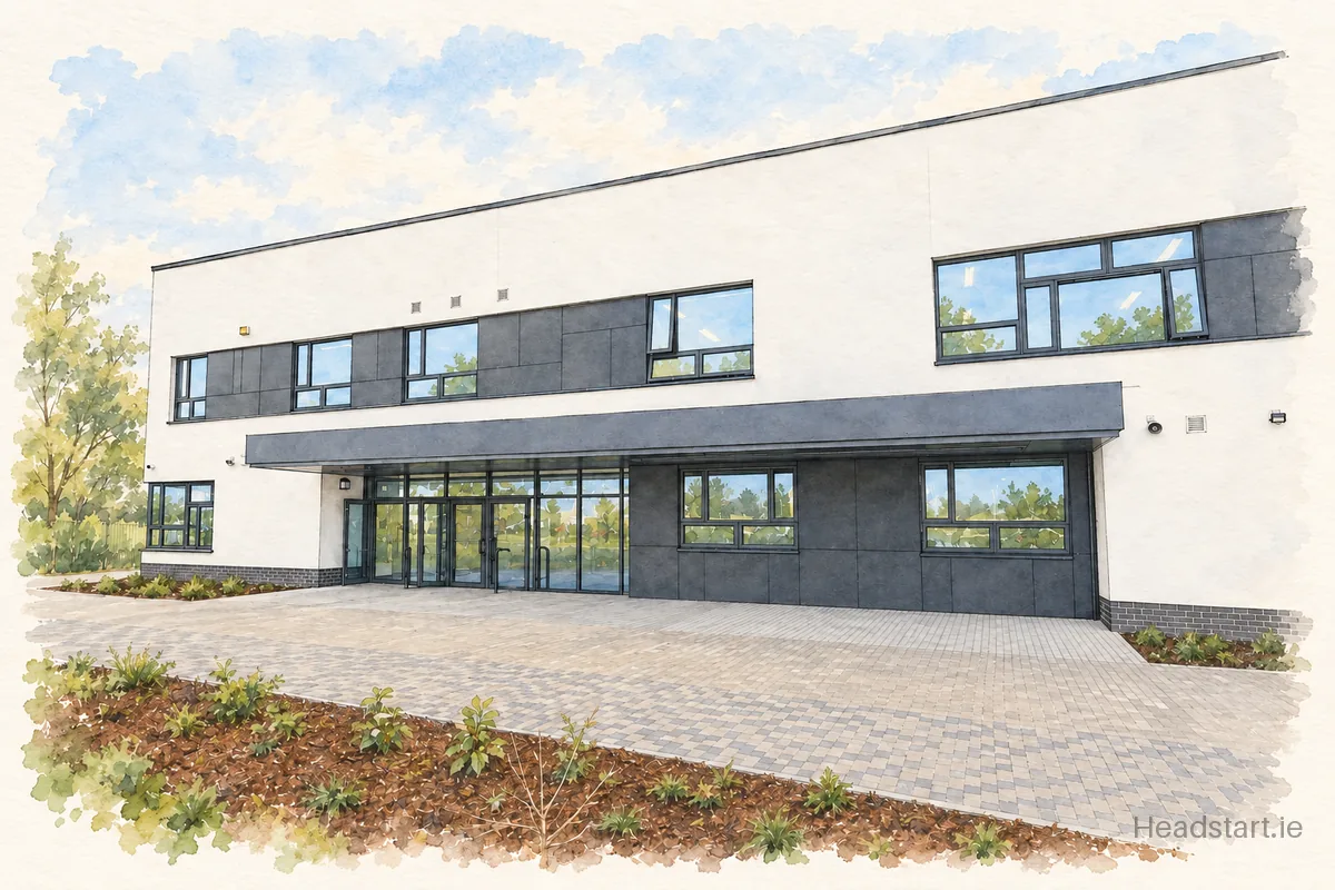 Watercolour illustration of the Presentation College building, Athenry