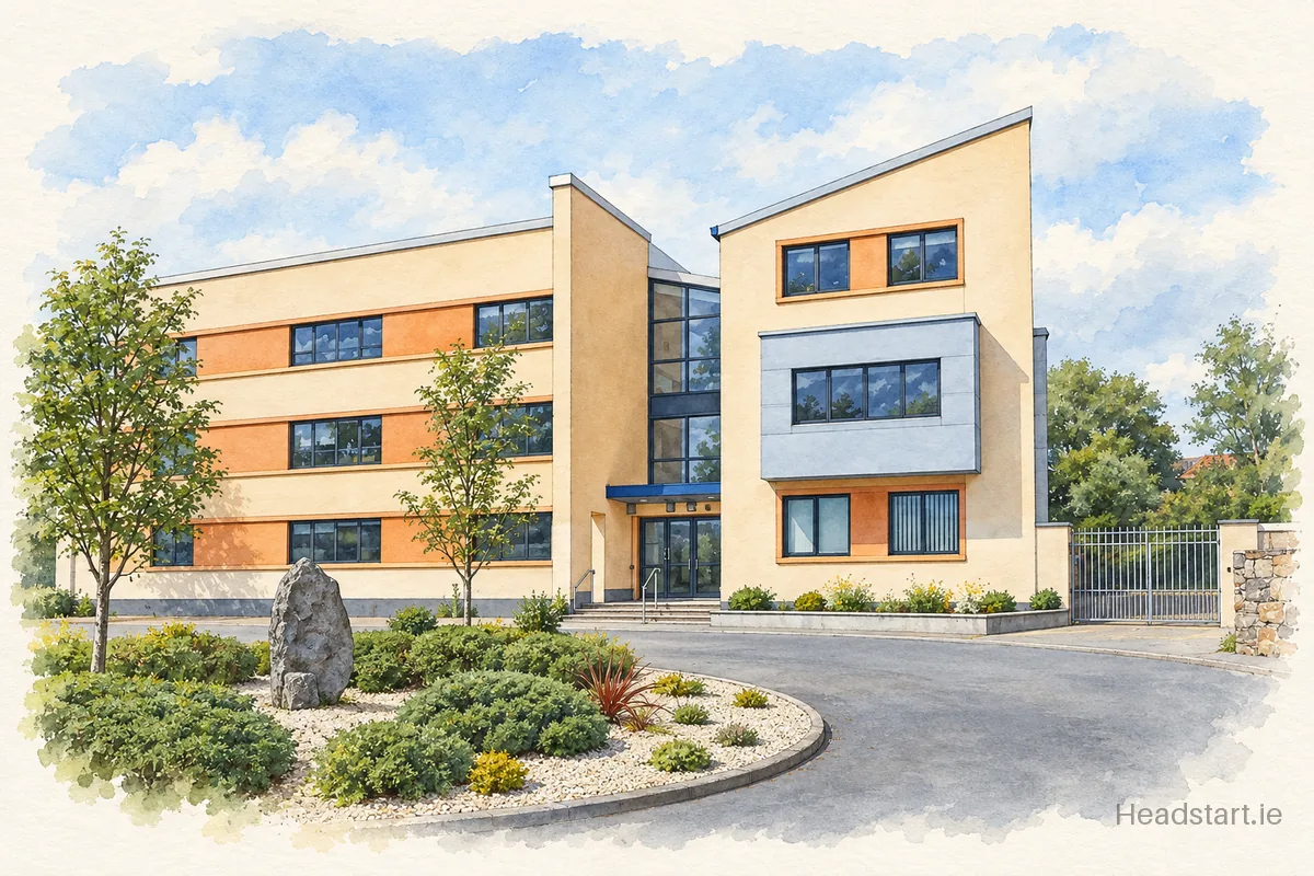 Watercolour illustration of the Dominican College building, Galway
