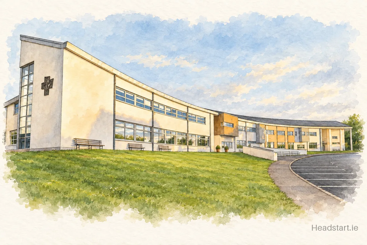 Watercolour illustration of the Calasanctius College building, Oranmore