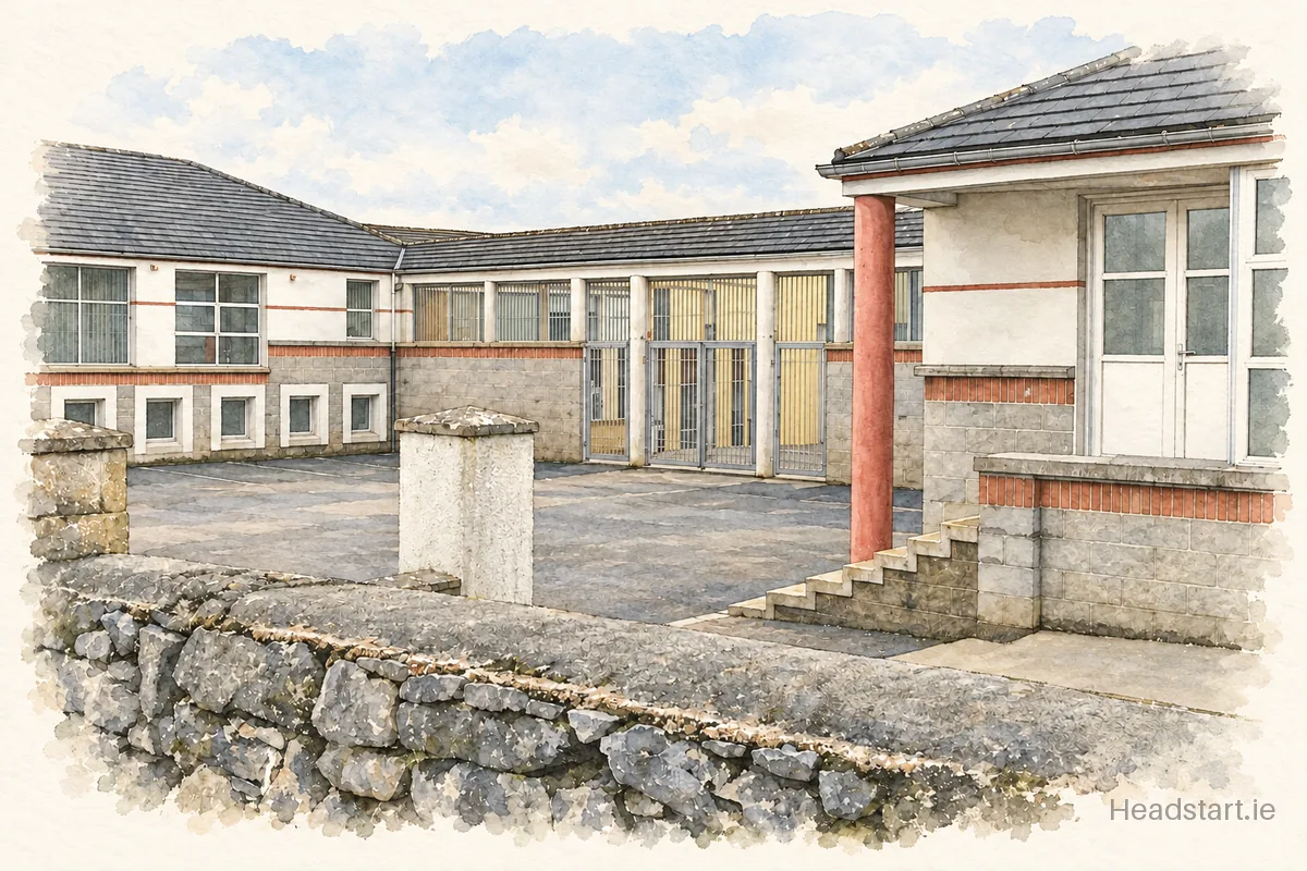 Watercolour illustration of the St Pauls building, Oughterard