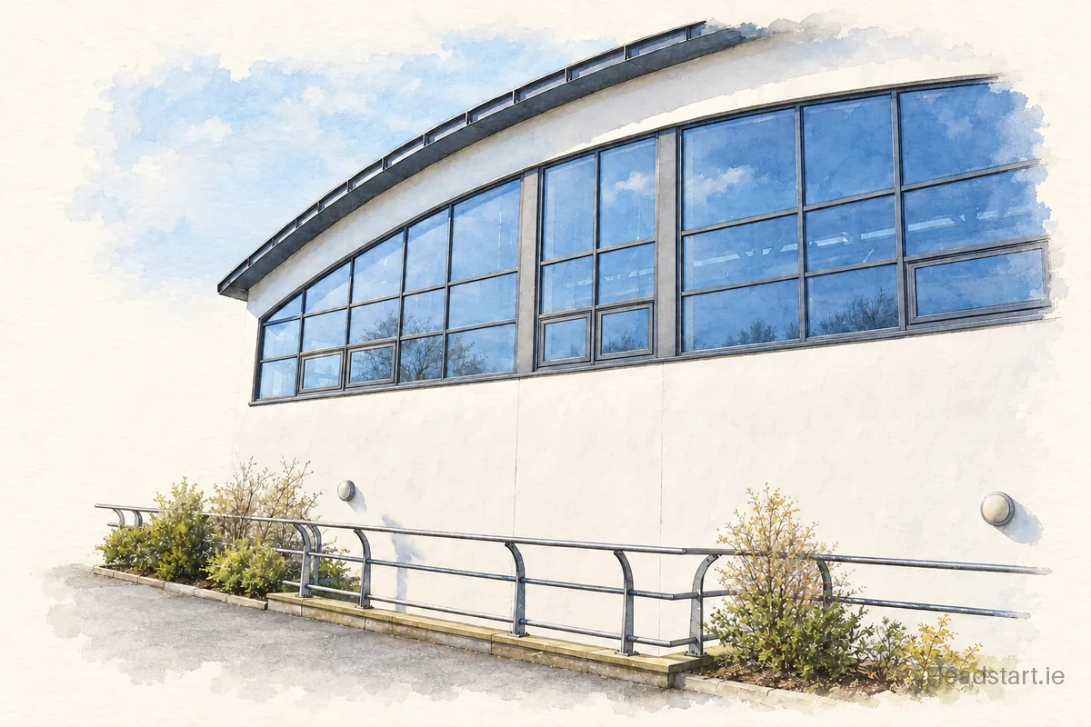 Watercolour illustration of the Loreto College building, Mullingar