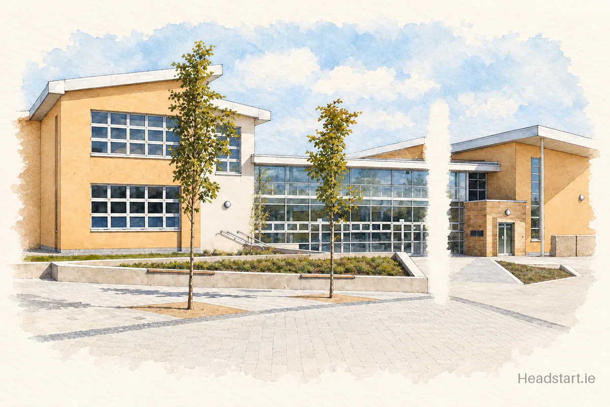Watercolour illustration of the St. Mary's C.B.S. building, Portlaoise