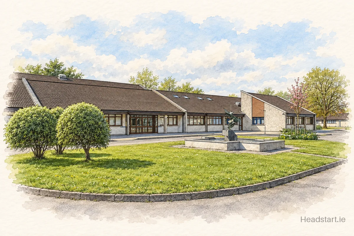 Watercolour illustration of the Good Counsel College building, New Ross