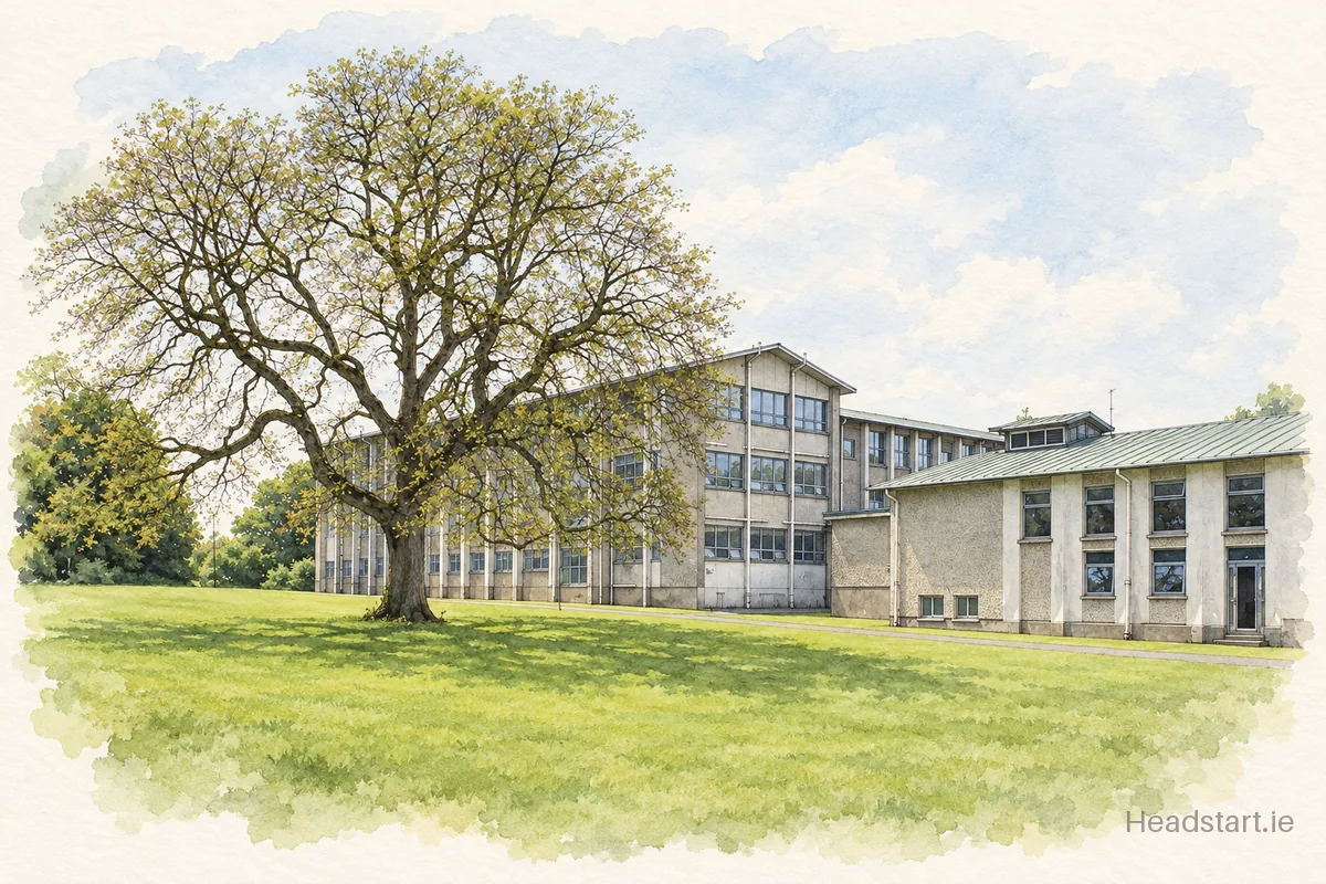 Watercolour illustration of the Our Ladys College building, Drogheda