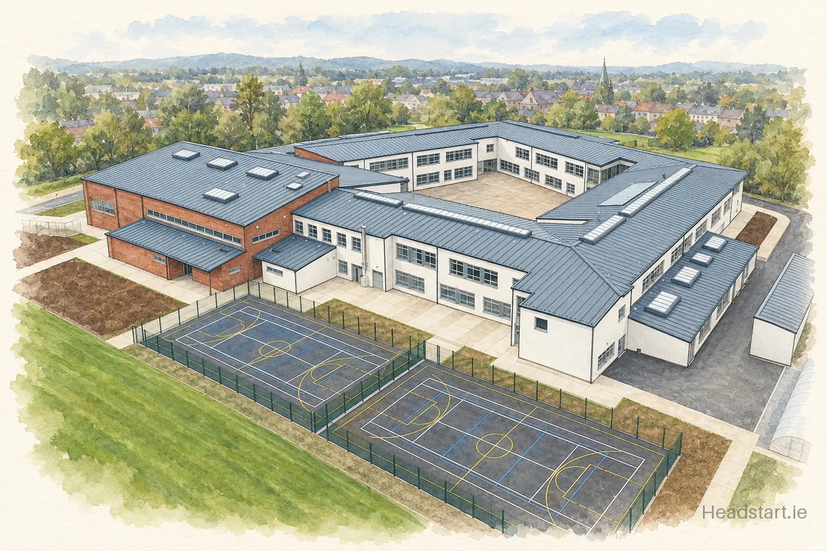Watercolour illustration of the St Mary's College building, Dundalk