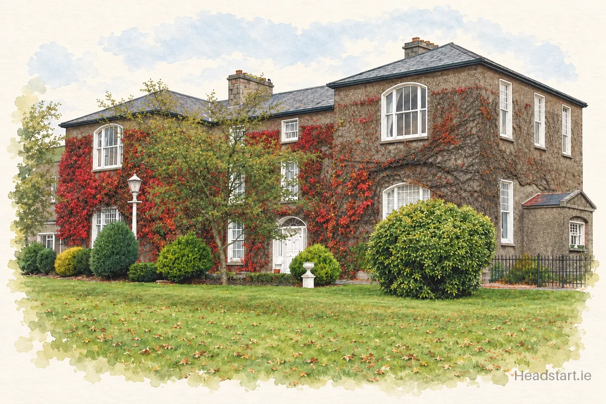Watercolour illustration of the Dundalk Grammar School building, Dundalk