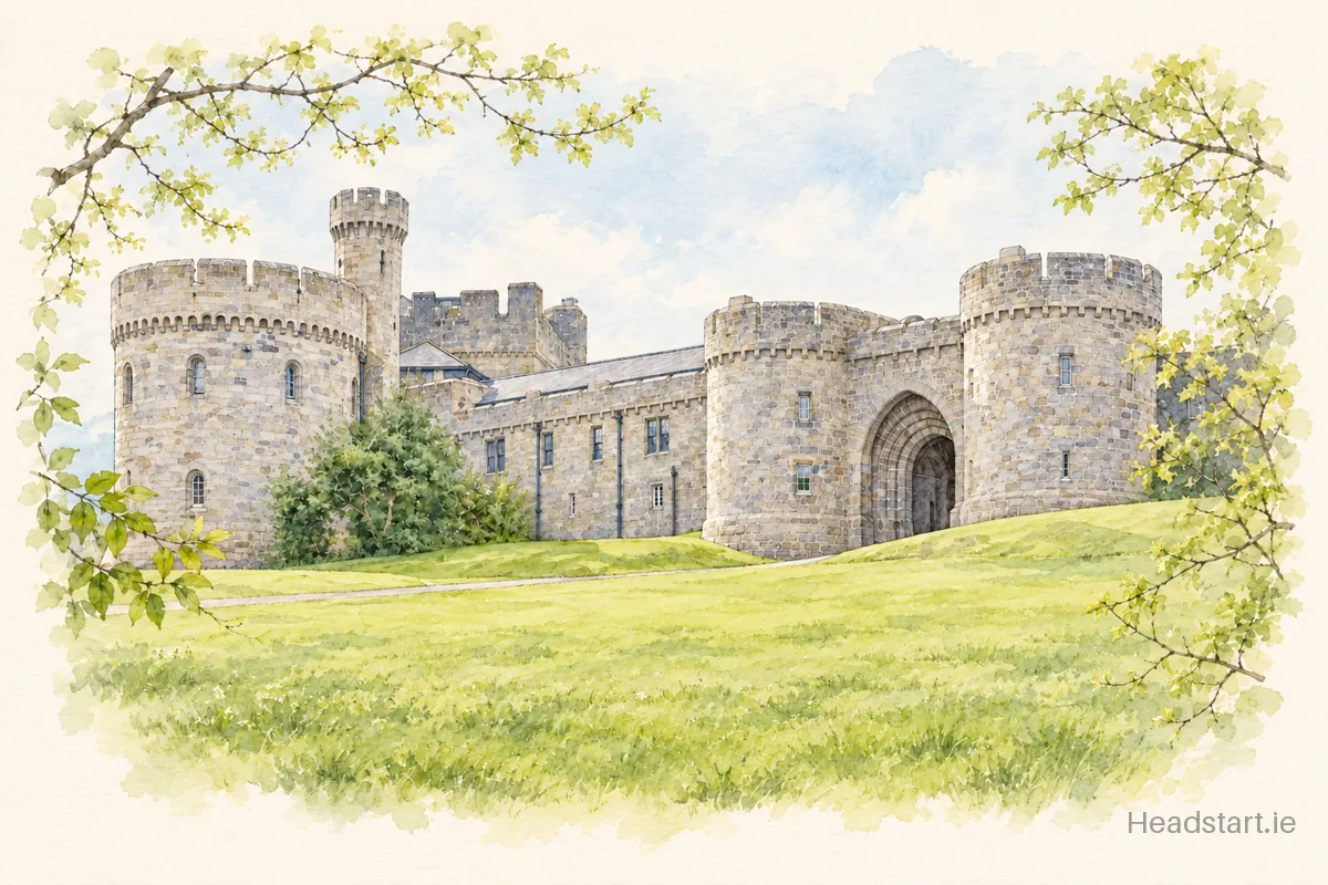 Watercolour illustration of the Glenstal Abbey School building, Limerick