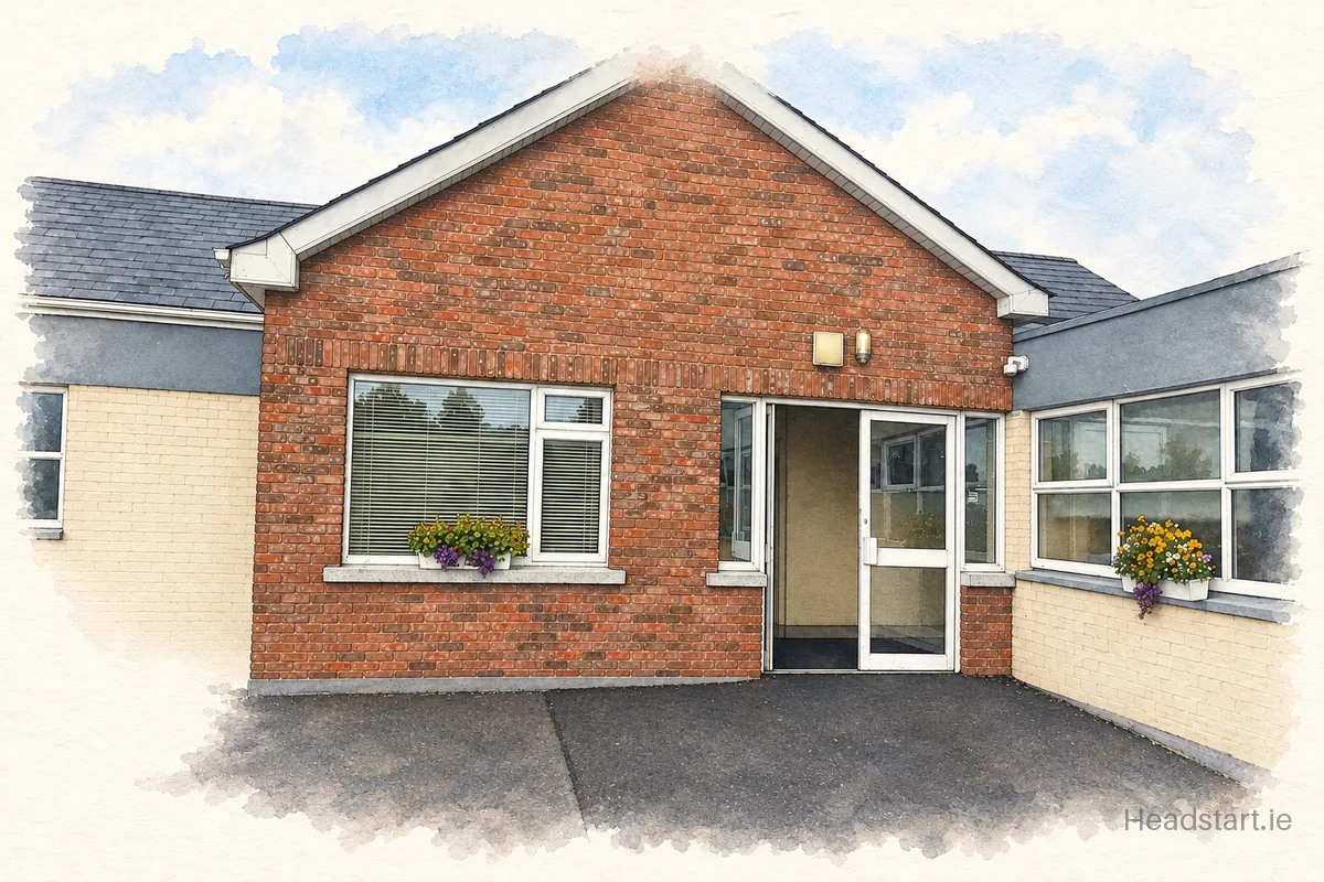 Watercolour illustration of the St Patrick's Classical School building, Navan