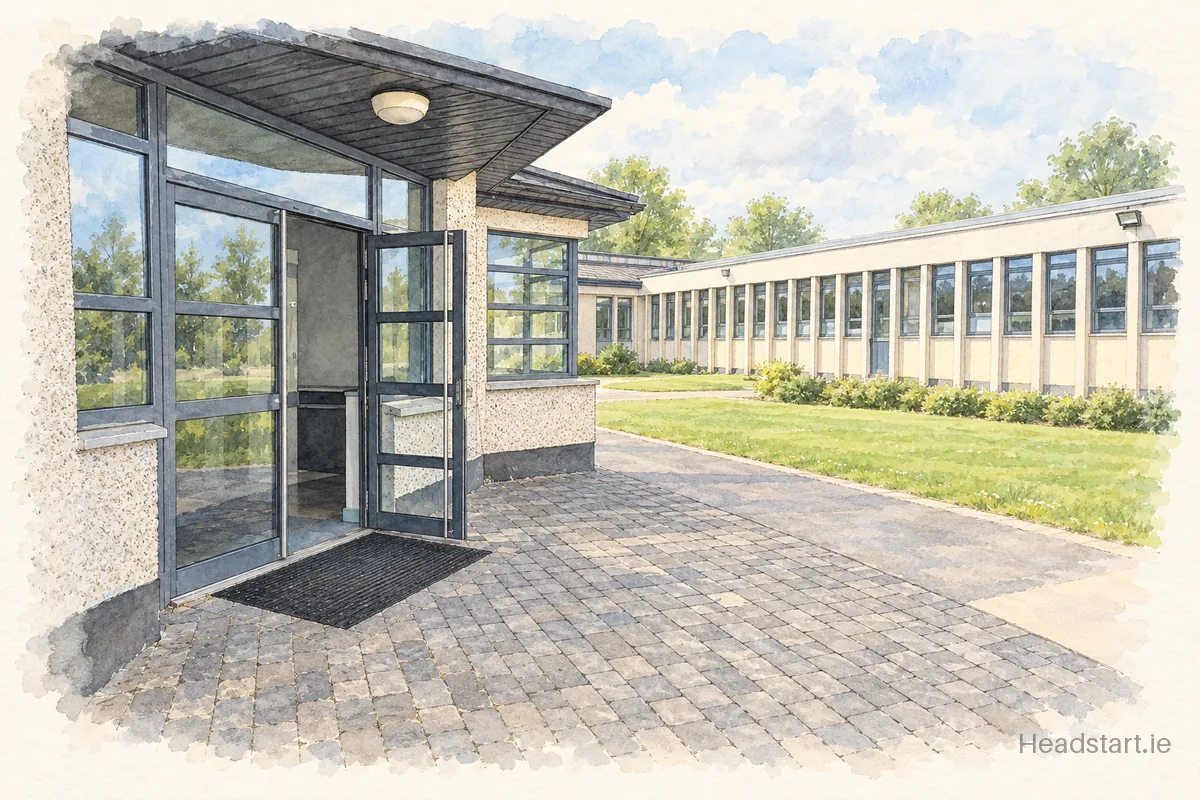 Watercolour illustration of the St Joseph's Mercy Secondary School building, Navan
