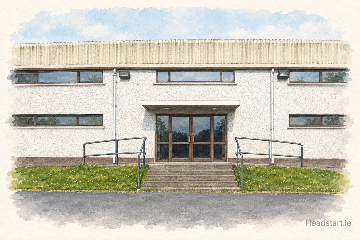 Watercolour illustration of the St. Geralds College building, Castlebar