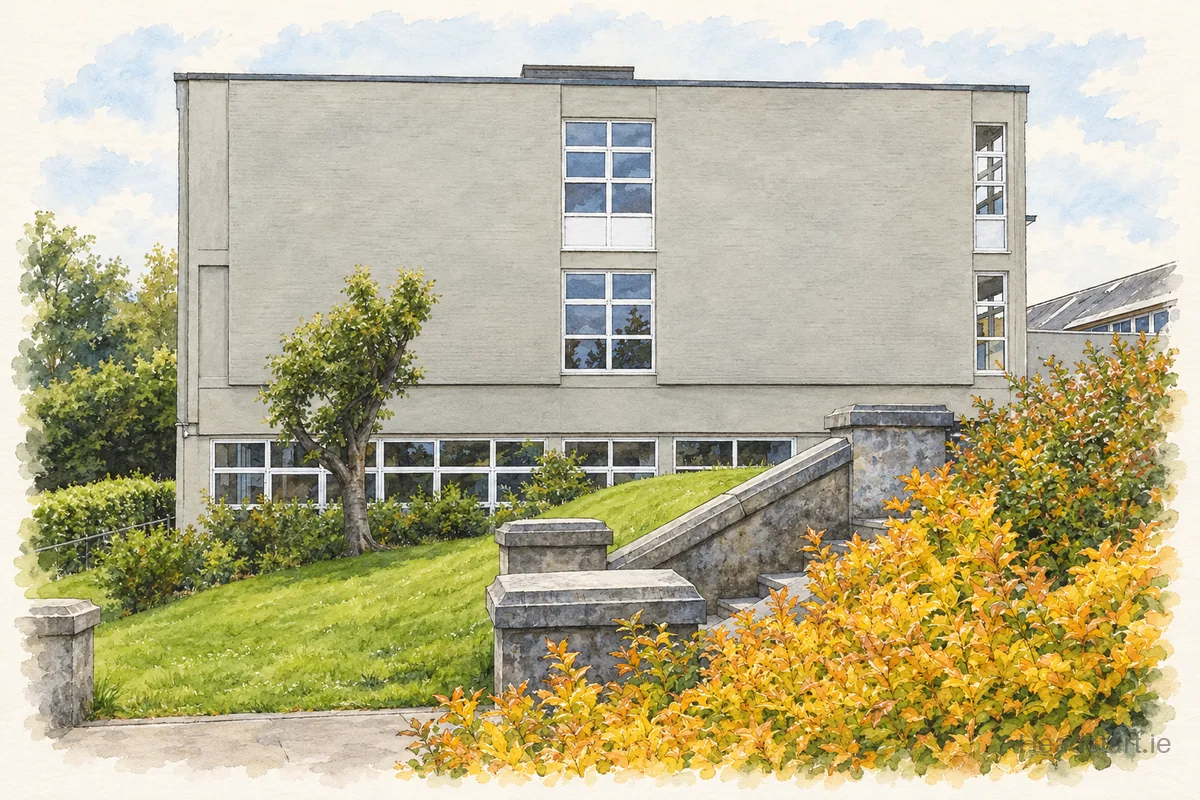 Watercolour illustration of the Mount Sion Cbs building, Waterford City