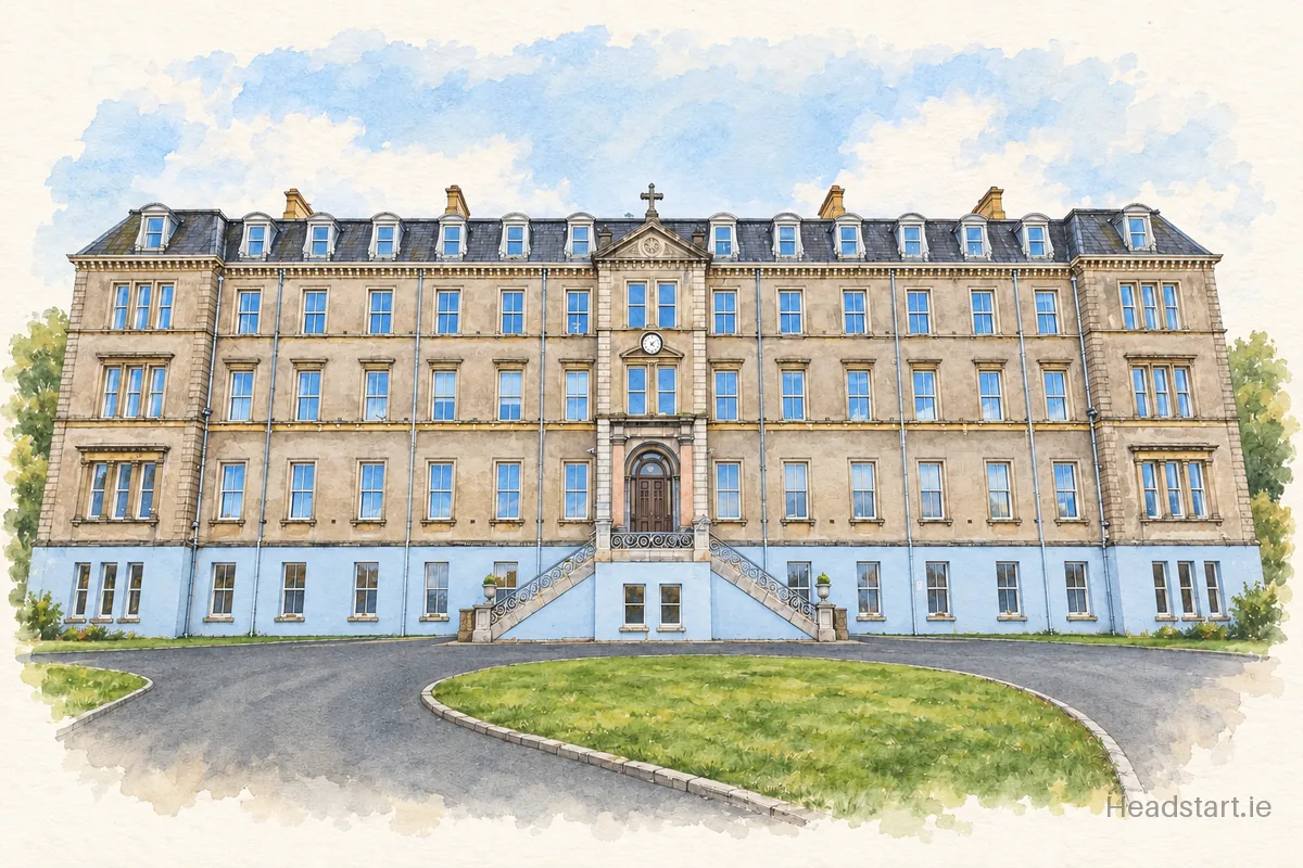 Watercolour illustration of the De La Salle College building, Waterford