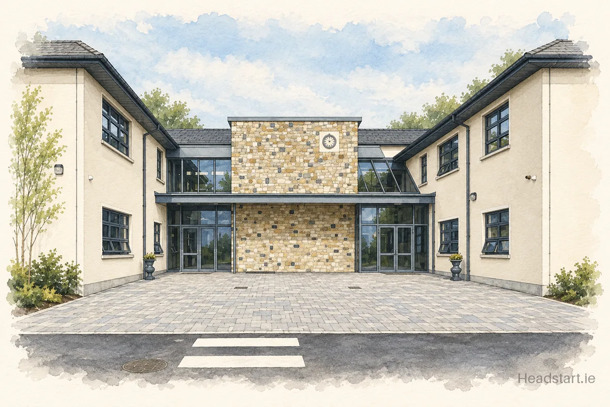Watercolour illustration of the Presentation Secondary School building, Waterford