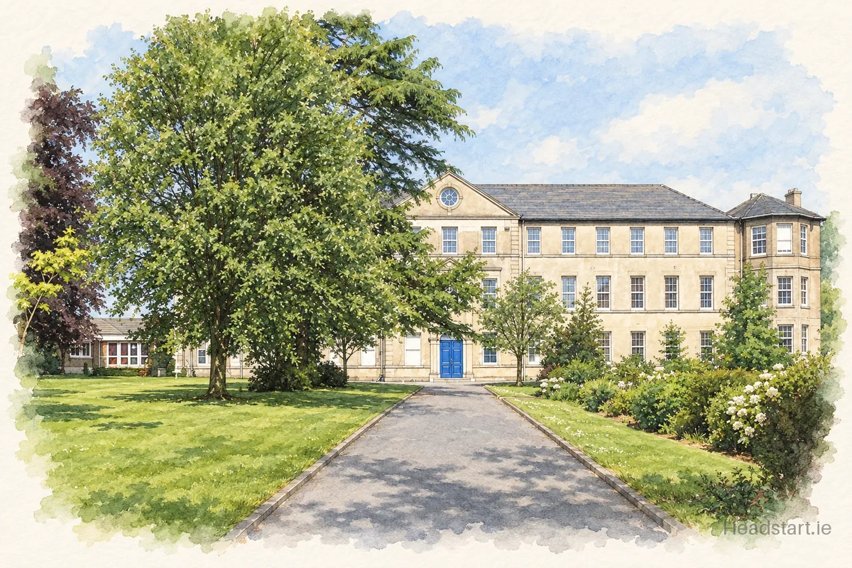 Watercolour illustration of the St Angela's School building, Waterford