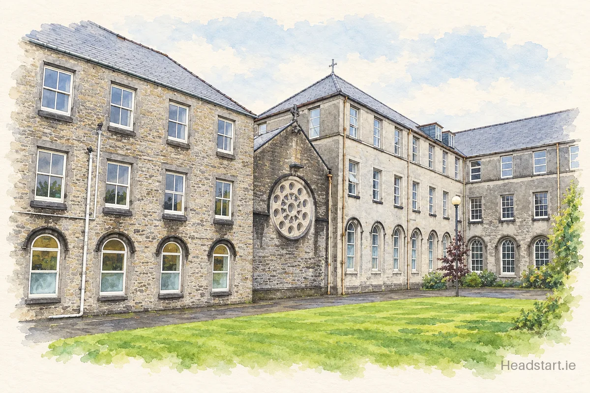 Watercolour illustration of the Ursuline College building, Sligo