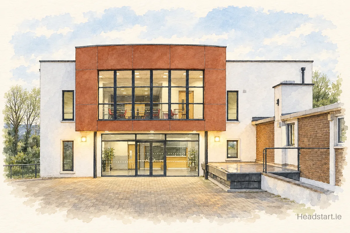 Watercolour illustration of the Sligo Grammar School building, Sligo