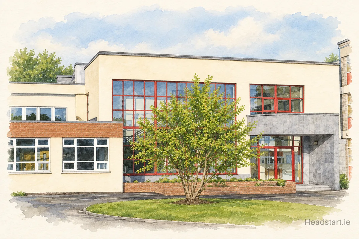 Watercolour illustration of the Presentation Secondary School building, Thurles