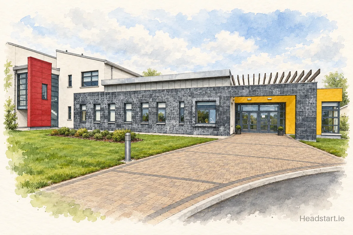 Watercolour illustration of the Ursuline Secondary School building, Thurles