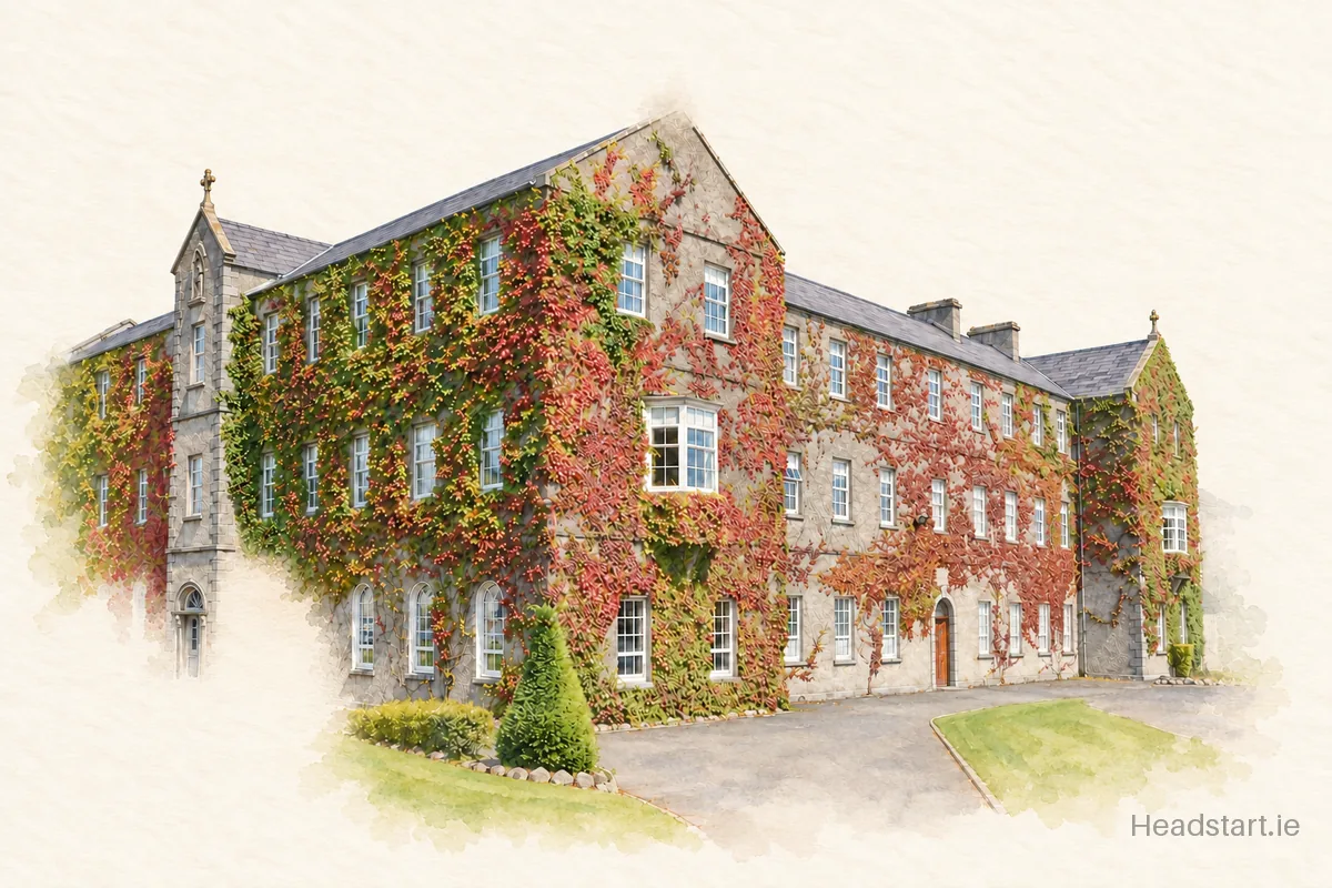 Watercolour illustration of the St. Jarlaths College building, Tuam