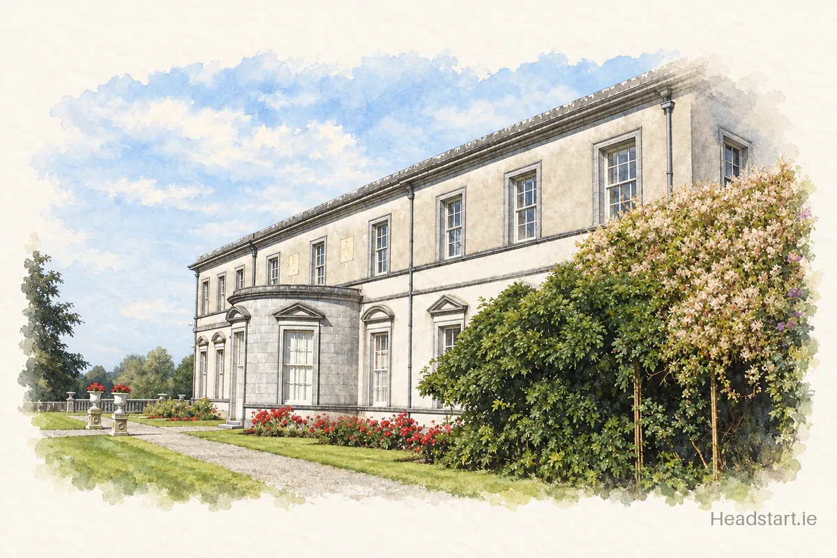 Watercolour illustration of the Clonfert College building, Ballinasloe