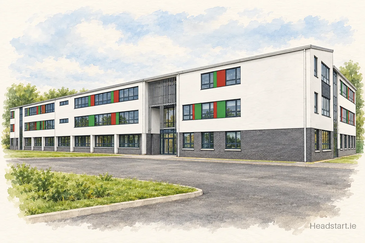 Watercolour illustration of the Tyndall College building, Carlow