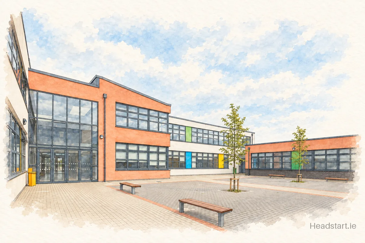 Watercolour illustration of the Glenart College building, Arklow