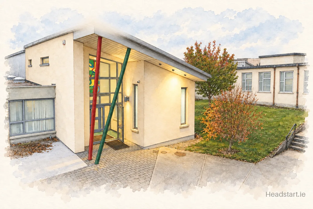 Watercolour illustration of the St Fergal's College building, Rathdowney