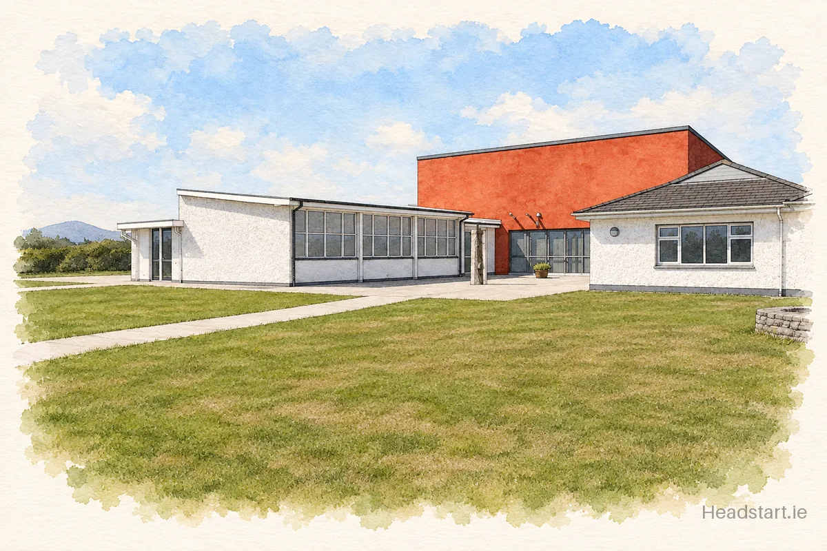 Watercolour illustration of the St. Patrick's College building, Ballina