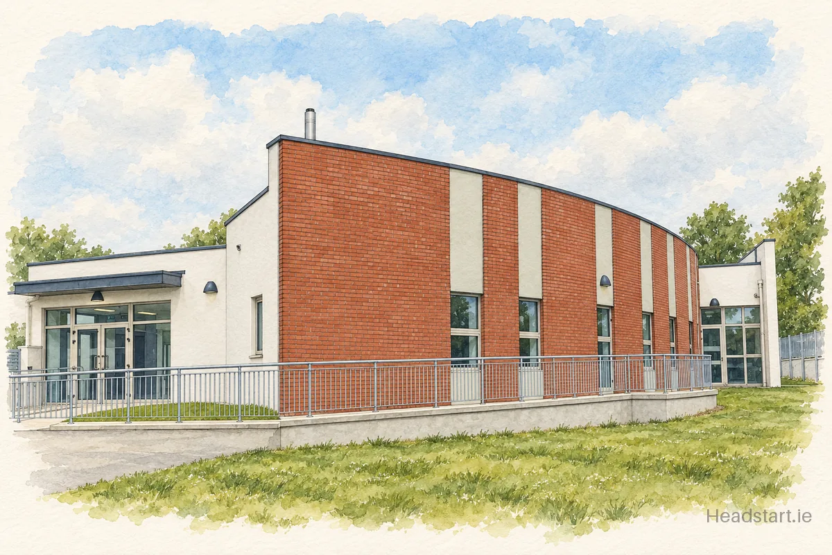 Watercolour illustration of the St Paul's Community College building, Waterford City