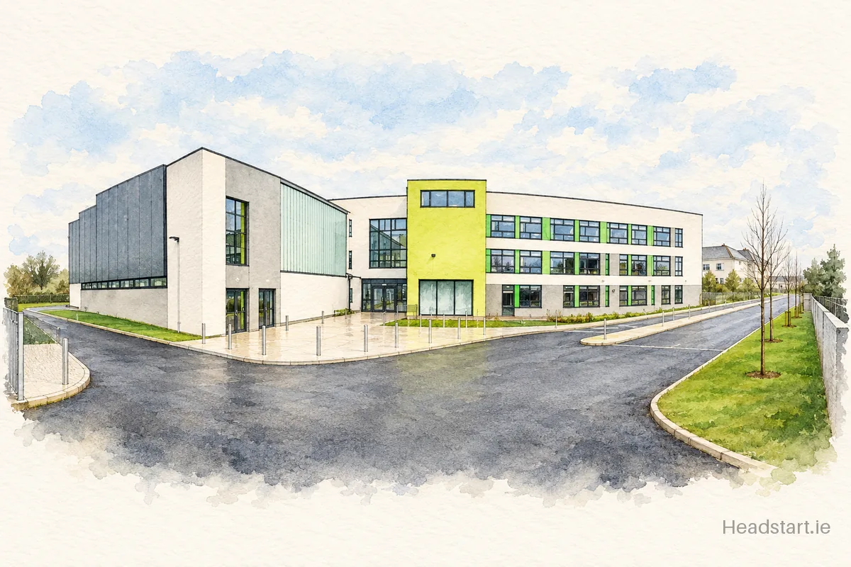 Watercolour illustration of the Coláiste Iósaef building, Kilmallock