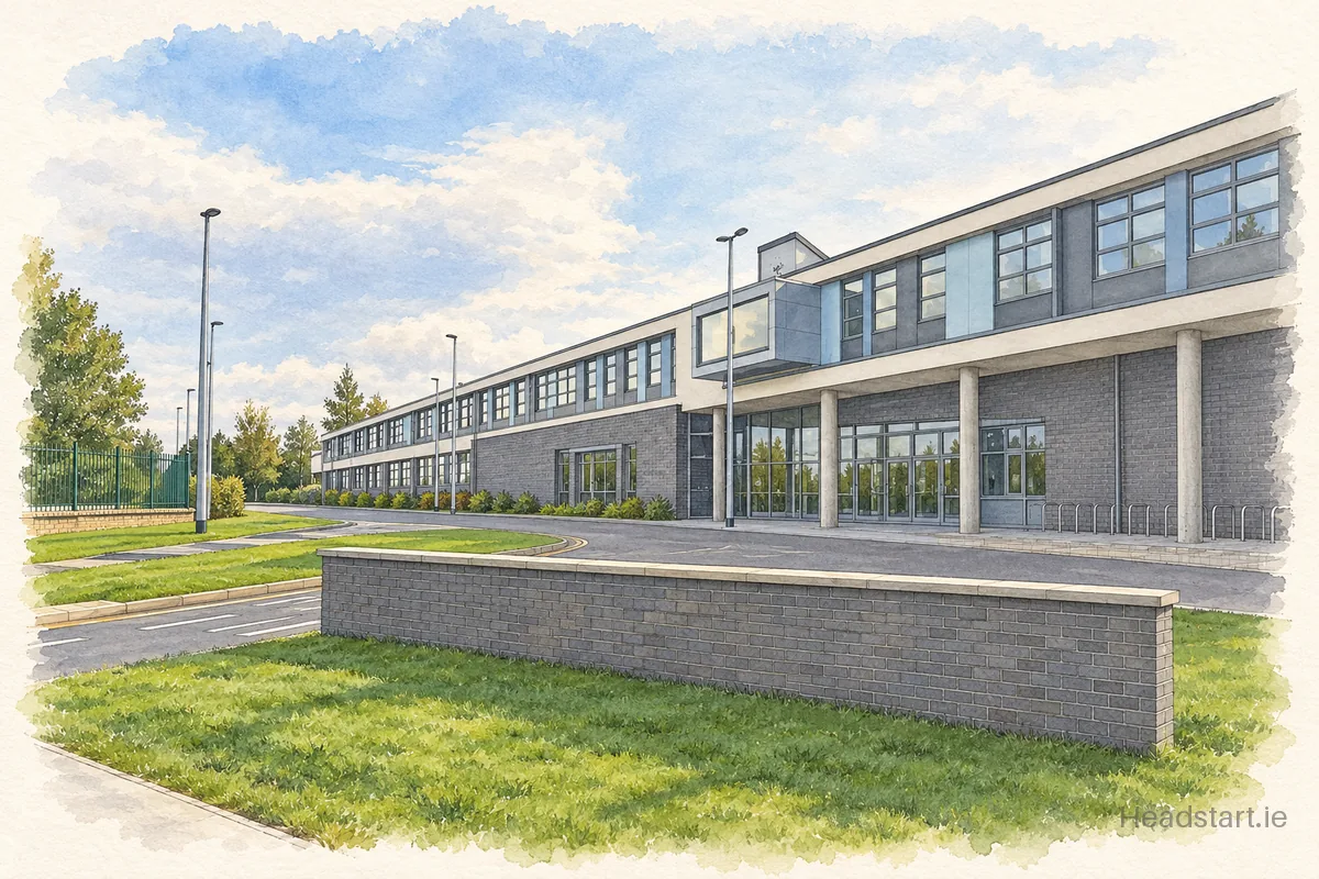 Watercolour illustration of the Kingswood Community College building, Kingswood Heights