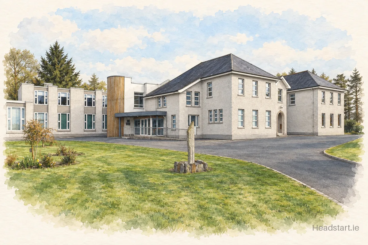 Watercolour illustration of the St Joseph's Community College building, Charlestown
