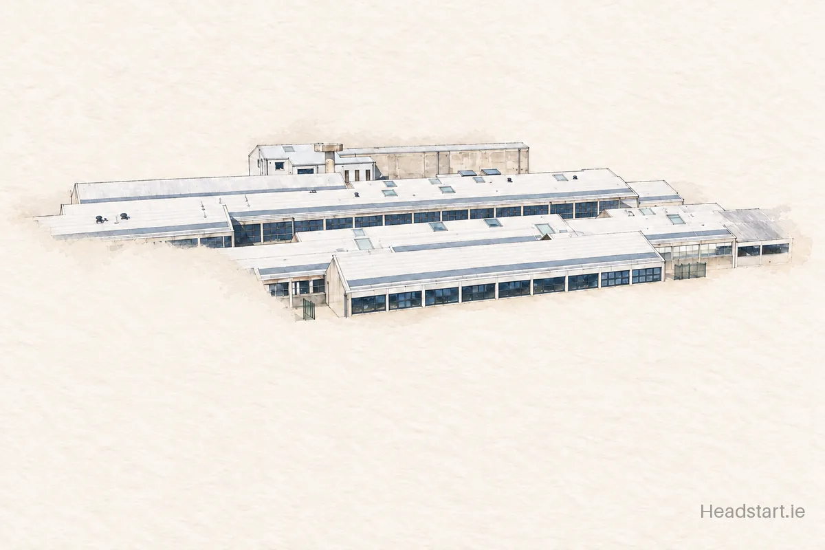 Watercolour illustration of the St.Brendan's Community School building, Birr